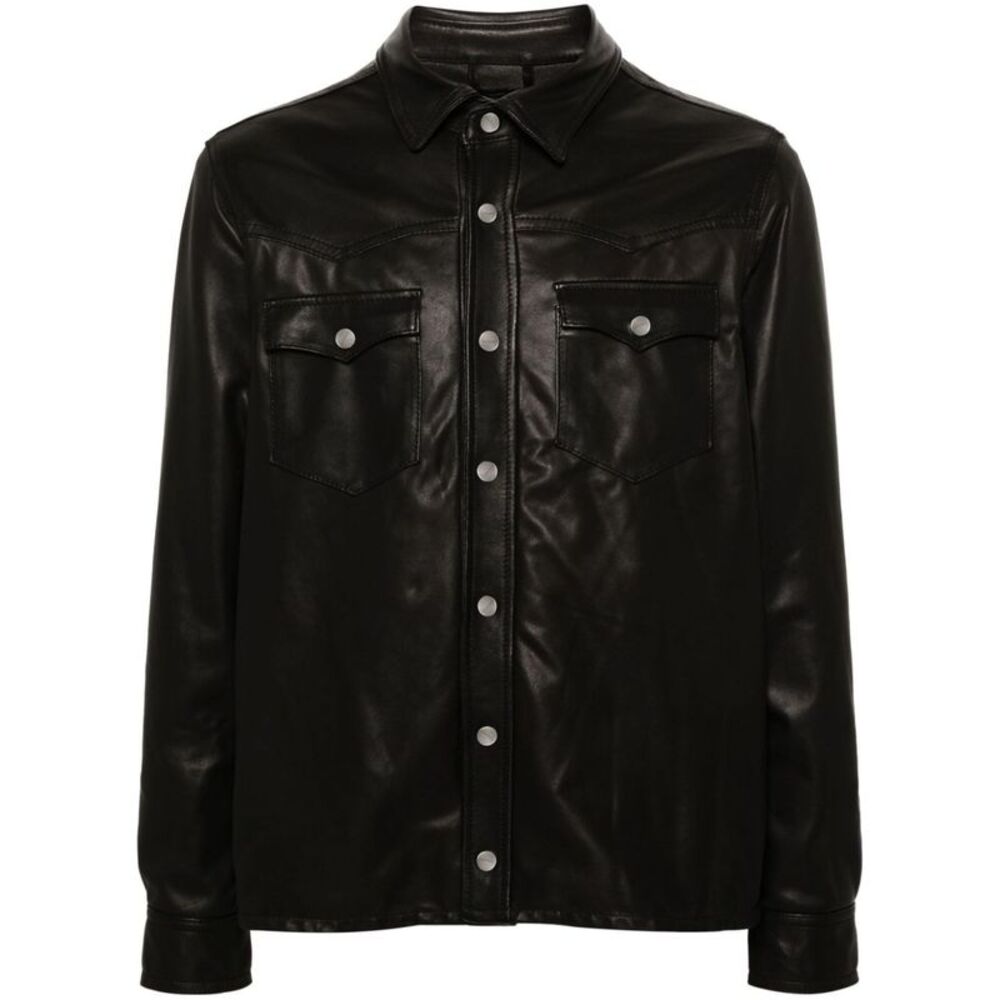 Giorgio Brato Men Black Leather "Texas" Shirt